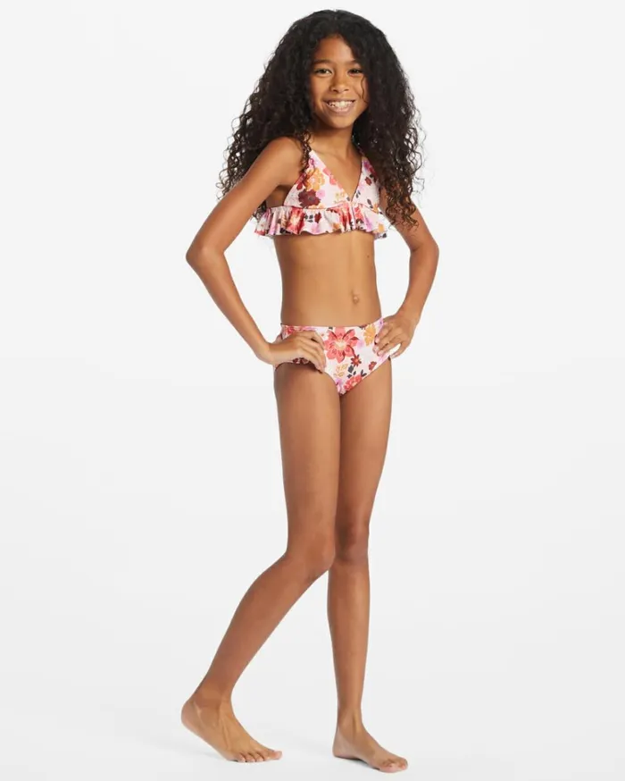 Girl039s A Dream Away Ruffle Tri Set Bikini Set Multi Kids Billabong Girls039 Swimwear