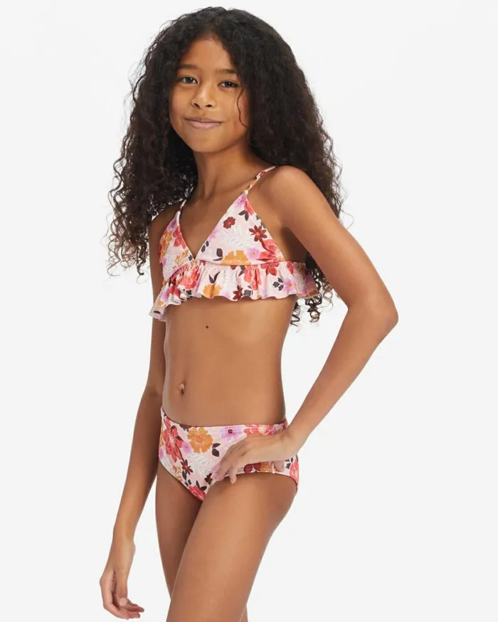 Girl039s A Dream Away Ruffle Tri Set Bikini Set Multi Kids Billabong Girls039 Swimwear