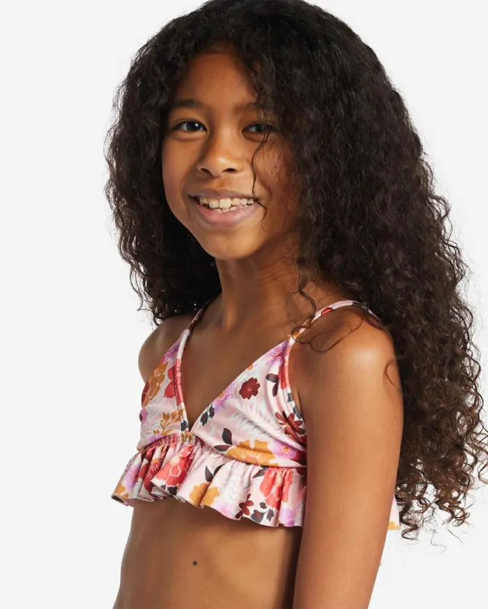 Girl039s A Dream Away Ruffle Tri Set Bikini Set Multi Kids Billabong Girls039 Swimwear