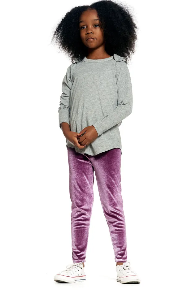 Girls Bottoms Chaser Brand Stretch Velvet Classic Legging Girls Bottoms Chaser Brand Stretch Velvet Classic Legging