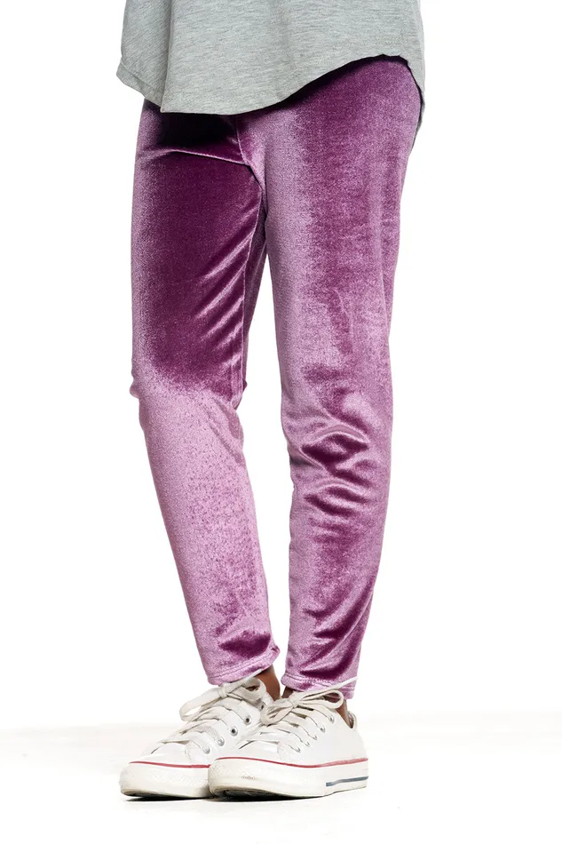 Girls Bottoms Chaser Brand Stretch Velvet Classic Legging Girls Bottoms Chaser Brand Stretch Velvet Classic Legging