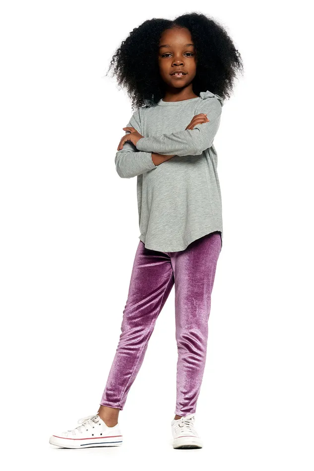 Girls Bottoms Chaser Brand Stretch Velvet Classic Legging Girls Bottoms Chaser Brand Stretch Velvet Classic Legging