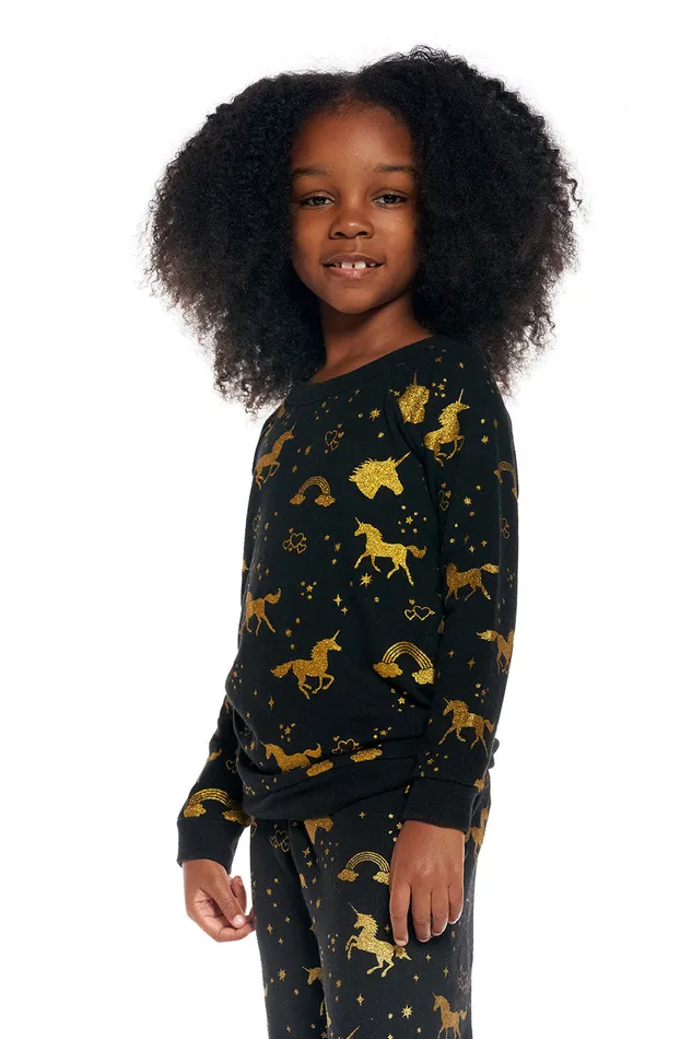 Girls Chaser Brand Golden Unicorns Tops Girls Chaser Brand Golden Unicorns Tops