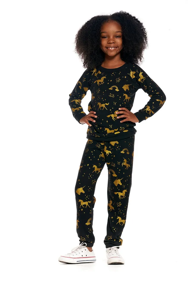 Girls Chaser Brand Golden Unicorns Tops Girls Chaser Brand Golden Unicorns Tops
