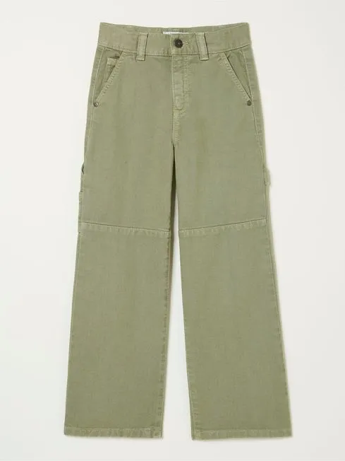 Girls Fatface Jeans and Leggings Waye Green Wide Leg Trousers