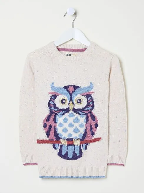 Girls Fatface Sweaters and Cardigans Orla Cream Owl Jumper