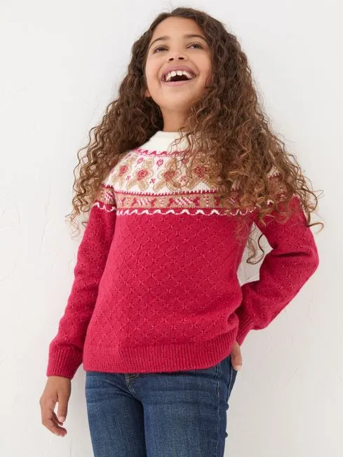 Girls Fatface Sweaters and Cardigans Red Gingerbread Jumper