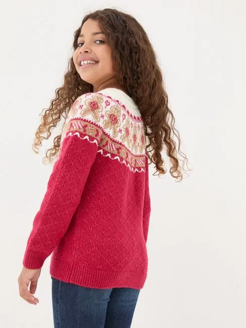 Girls Fatface Sweaters and Cardigans Red Gingerbread Jumper Girls Fatface Sweaters and Cardigans Red Gingerbread Jumper