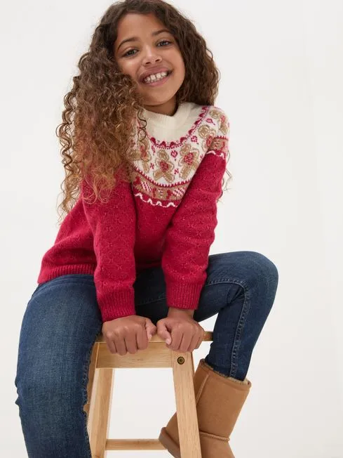 Girls Fatface Sweaters and Cardigans Red Gingerbread Jumper Girls Fatface Sweaters and Cardigans Red Gingerbread Jumper