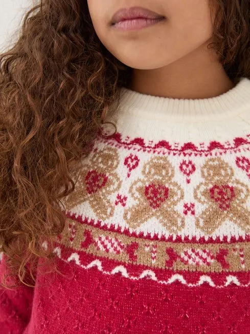 Girls Fatface Sweaters and Cardigans Red Gingerbread Jumper Girls Fatface Sweaters and Cardigans Red Gingerbread Jumper