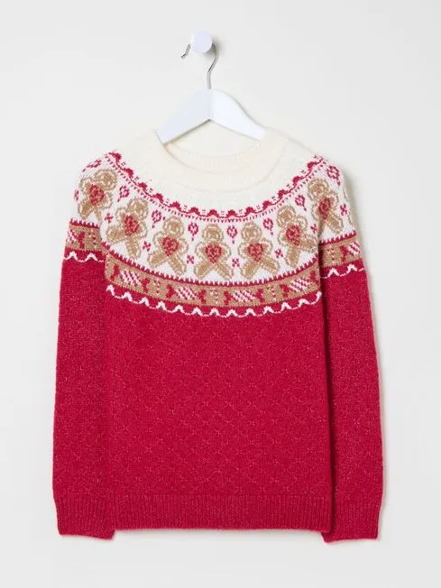 Girls Fatface Sweaters and Cardigans Red Gingerbread Jumper Girls Fatface Sweaters and Cardigans Red Gingerbread Jumper