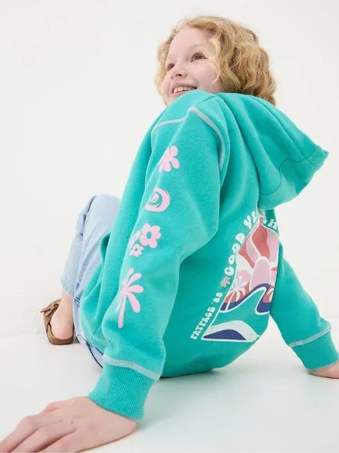 Girls Fatface Sweatshirts and Hoodies Blue Good Vibes Popover Hoodie Girls Fatface Sweatshirts and Hoodies Blue Good Vibes Popover Hoodie