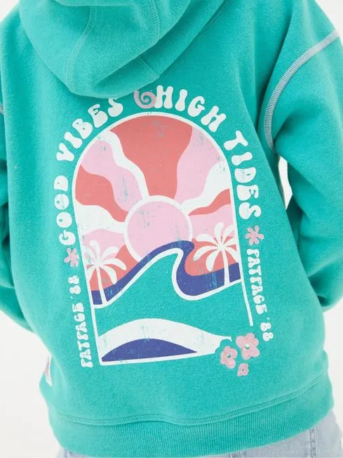 Girls Fatface Sweatshirts and Hoodies Blue Good Vibes Popover Hoodie Girls Fatface Sweatshirts and Hoodies Blue Good Vibes Popover Hoodie