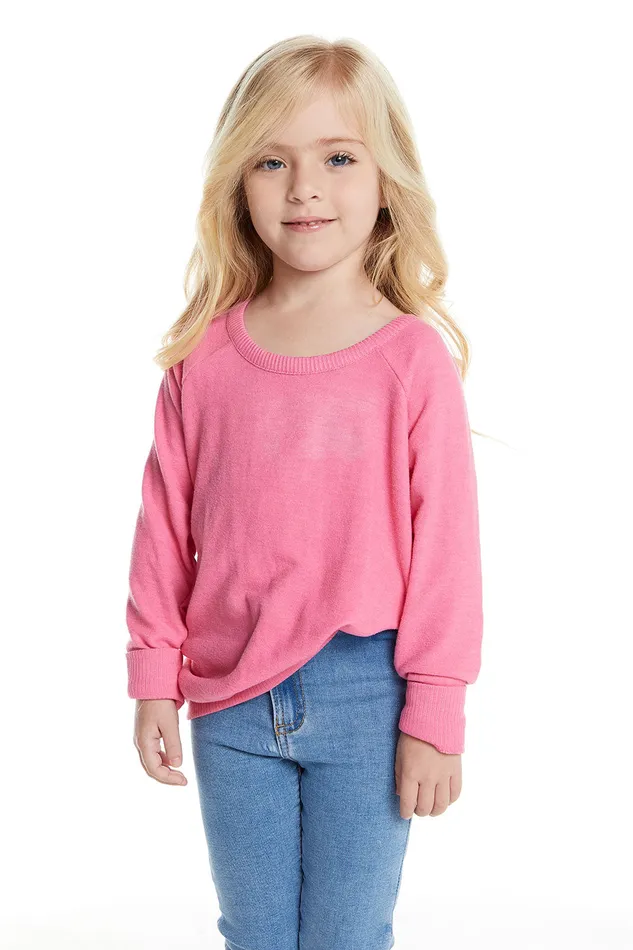Girls Tops Chaser Brand Love Knit Long Sleeve Scoop Back Pullover