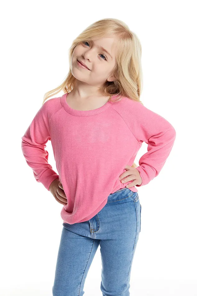 Girls Tops Chaser Brand Love Knit Long Sleeve Scoop Back Pullover