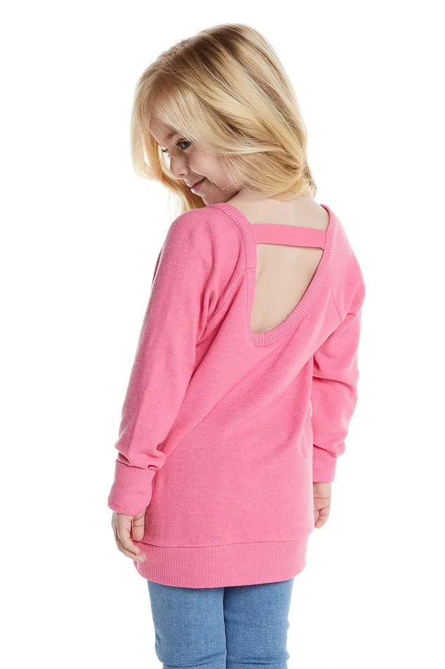 Girls Tops Chaser Brand Love Knit Long Sleeve Scoop Back Pullover