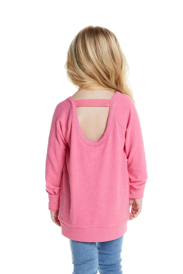 Girls Tops Chaser Brand Love Knit Long Sleeve Scoop Back Pullover
