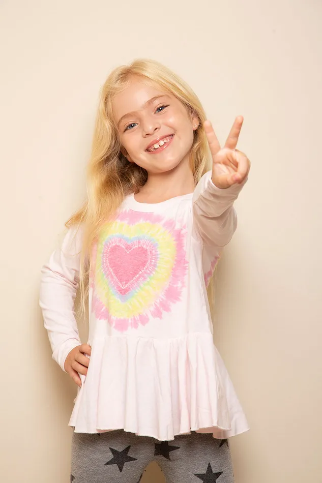 Girls Tops Chaser Brand rPET Vintage Jersey Long Sleeve Peplum Tee
