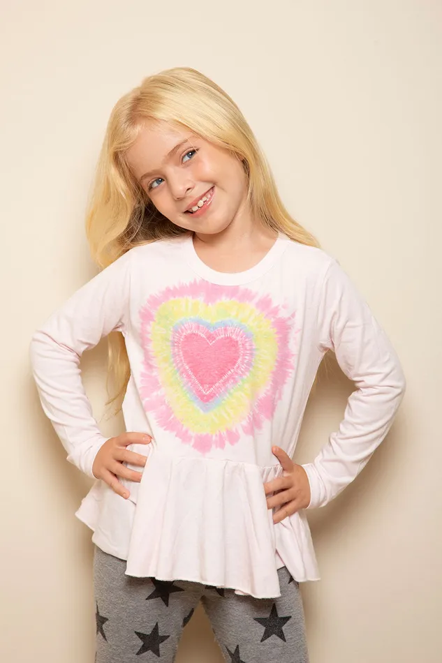 Girls Tops Chaser Brand rPET Vintage Jersey Long Sleeve Peplum Tee Girls Tops Chaser Brand rPET Vintage Jersey Long Sleeve Peplum Tee