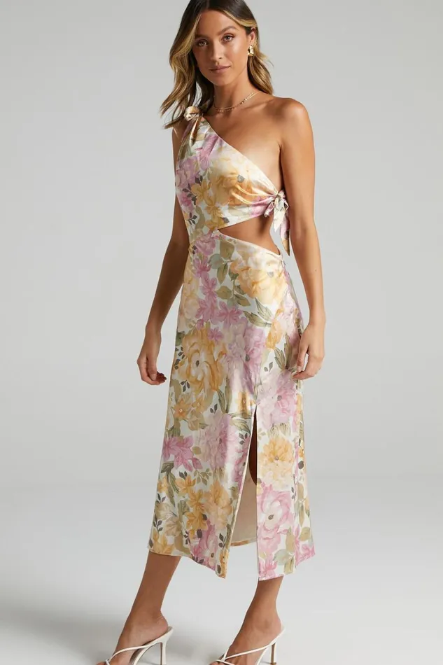 Glaucus Midi Dress 8211 One Shoulder Cut Out Dress In Elegant Rose Women Showpo Dresses