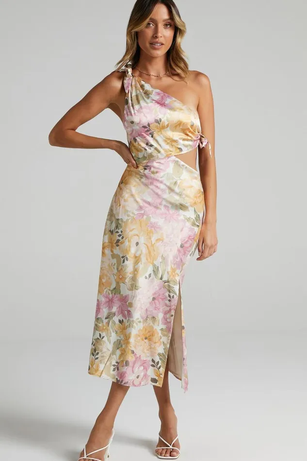 Glaucus Midi Dress 8211 One Shoulder Cut Out Dress In Elegant Rose Women Showpo Dresses