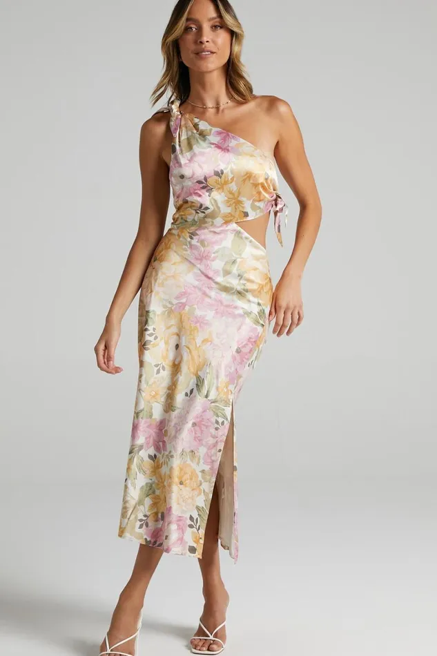 Glaucus Midi Dress 8211 One Shoulder Cut Out Dress In Elegant Rose Women Showpo Dresses