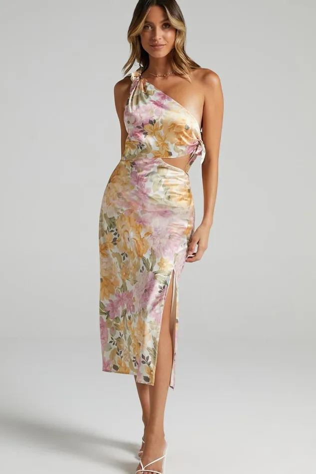 Glaucus Midi Dress 8211 One Shoulder Cut Out Dress In Elegant Rose Women Showpo Dresses