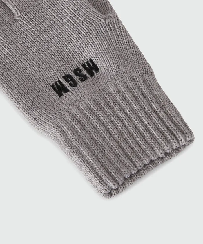 Grey BlendedWool Gloves With Impact Logo Women MSGM Hats Scarves And Gloves