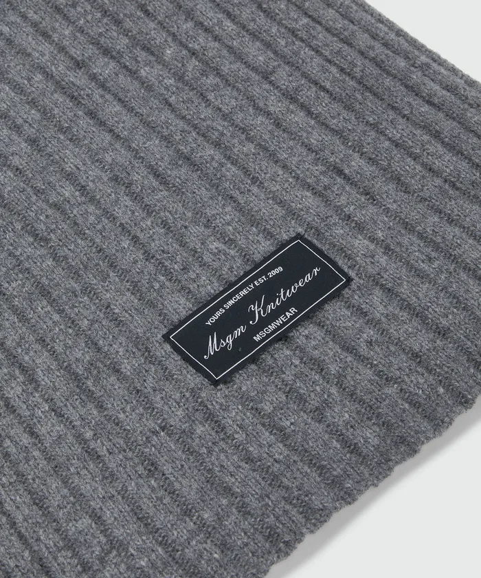 Grey Melange Ribbed Wool Scarf Women MSGM Hats Scarves And Gloves
