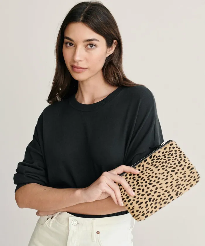 Handbags and Clutches Women Jenni Kayne Pony Hair Zip Pouch Cheetah