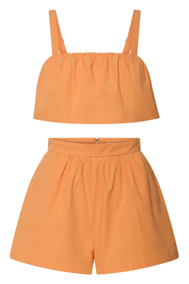 Hannah Two Piece Set 8211 Frill Crop Top And High Waist Shorts In Sherbet Orange Women Showpo Conscious