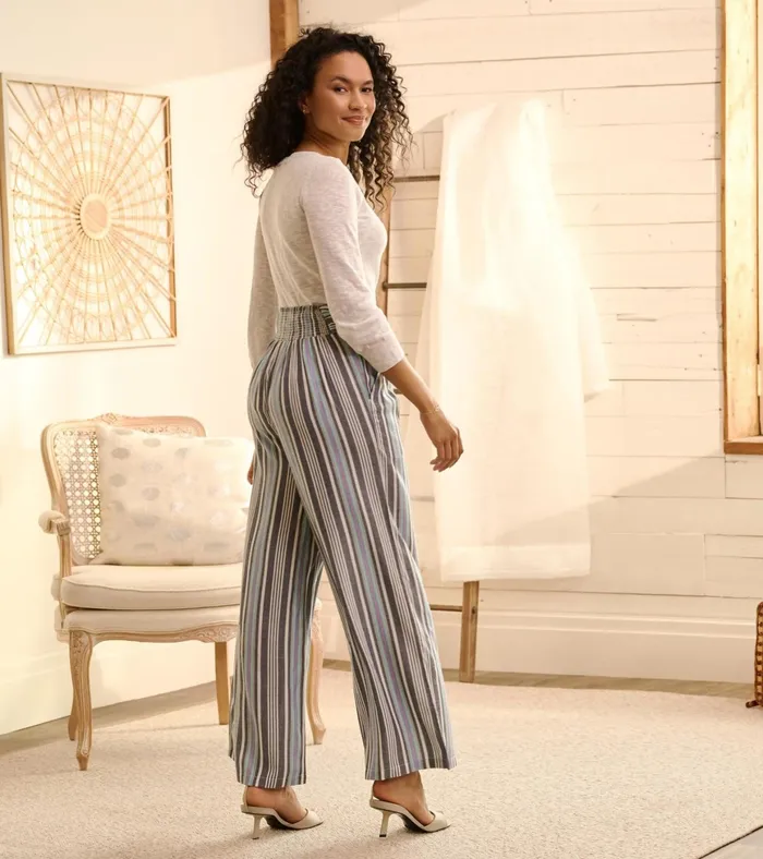 Hatley Belted Wide Leg Pants 8211 Rainbow Stripes Women Bottoms
