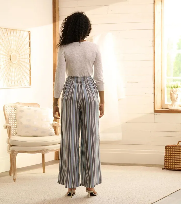 Hatley Belted Wide Leg Pants 8211 Rainbow Stripes Women Bottoms