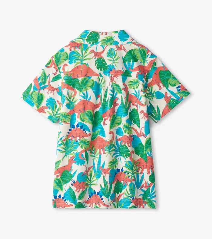 Hatley Boys Jungle Dino Short Sleeve Jersey Button Down Boys Tops