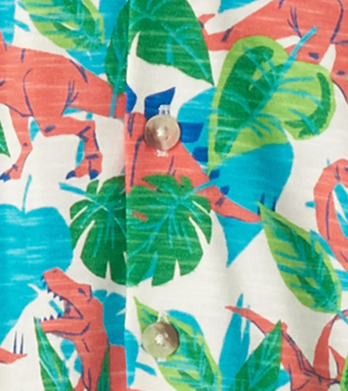 Hatley Boys Jungle Dino Short Sleeve Jersey Button Down Boys Tops