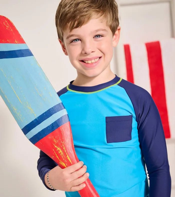 Hatley Boys Malibu Blue Long Sleeve Rashguard Boys Swimwear