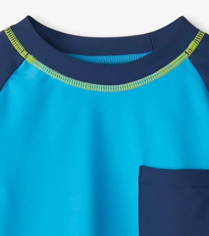 Hatley Boys Malibu Blue Long Sleeve Rashguard Boys Swimwear