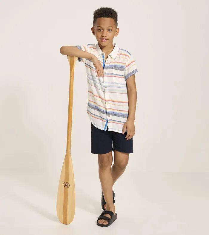 Hatley Boys Summer Stripe Short Sleeve Button Down Boys Tops