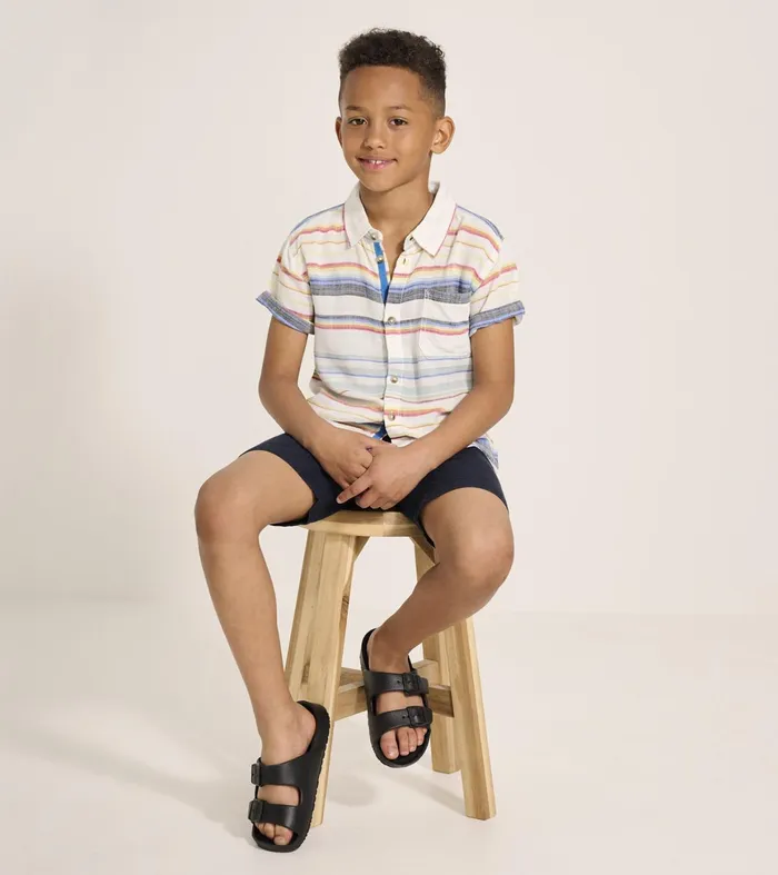 Hatley Boys Summer Stripe Short Sleeve Button Down Boys Tops