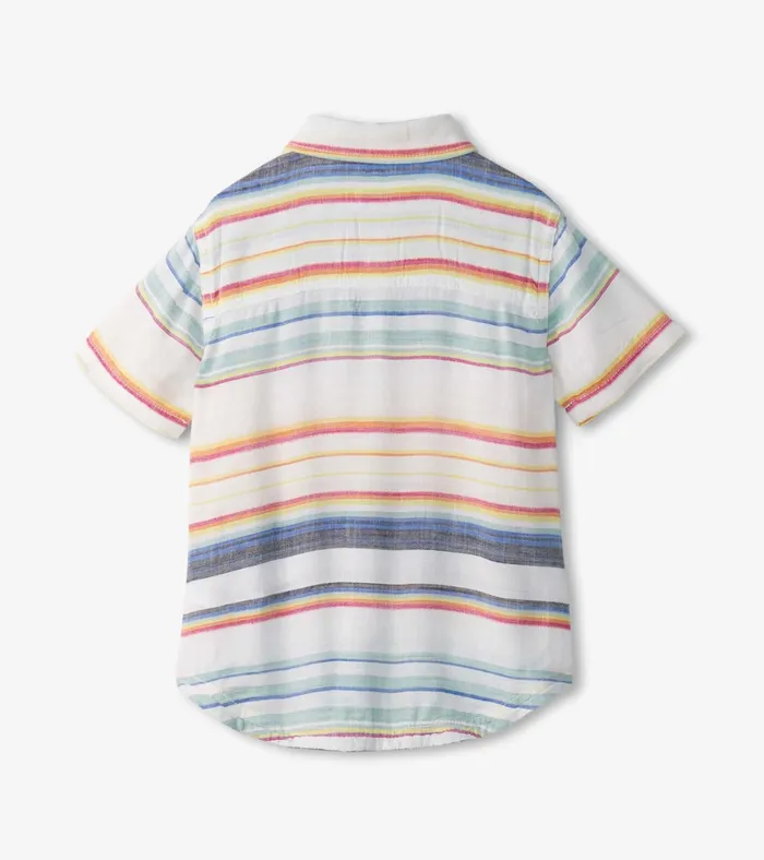 Hatley Boys Summer Stripe Short Sleeve Button Down Boys Tops