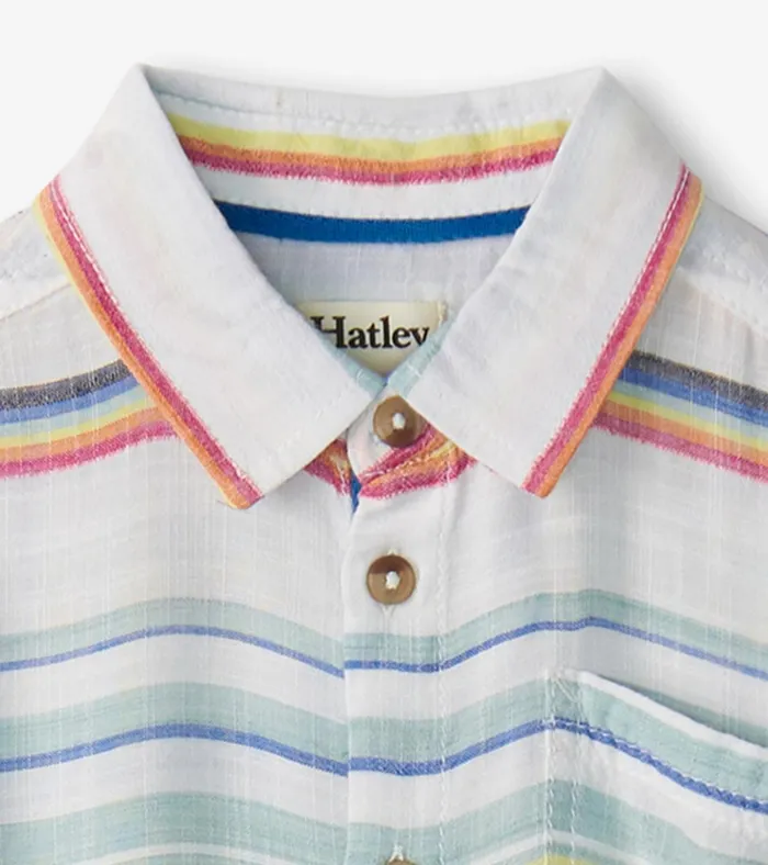 Hatley Boys Summer Stripe Short Sleeve Button Down Boys Tops