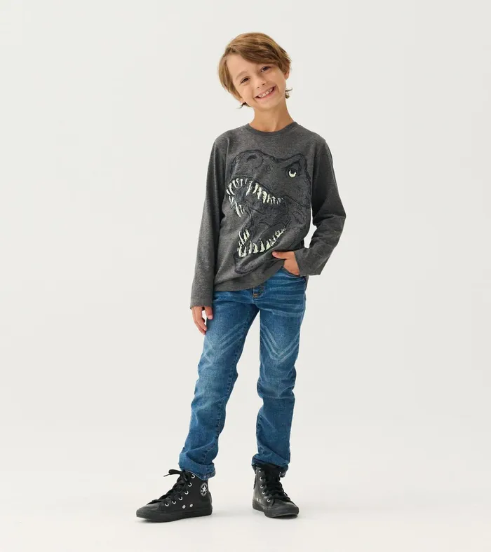 Hatley Boys TRex Glow In The Dark Long Sleeve TShirt Boys Tops
