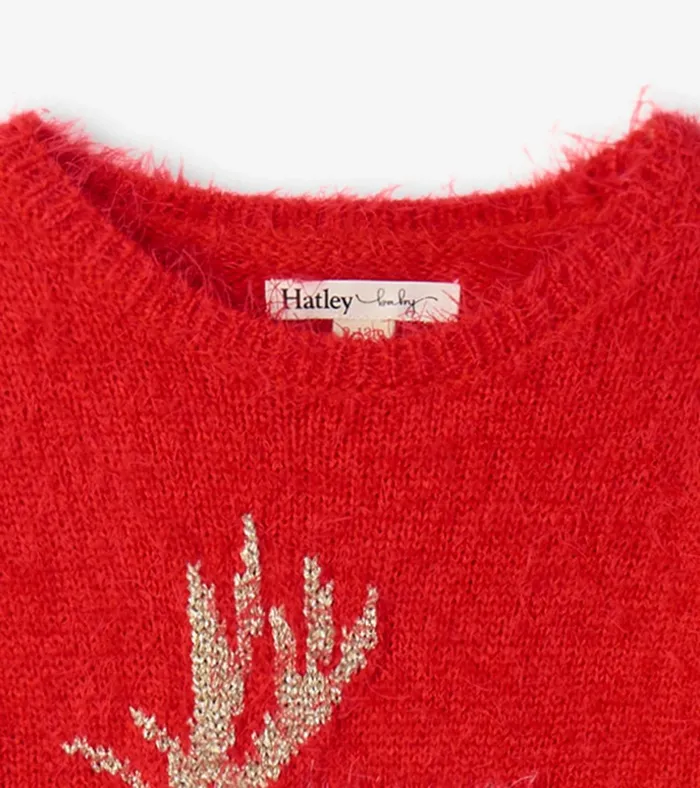 Hatley Christmas Reindeer Fuzzy Sweater Dress Baby and Toddler Dresses