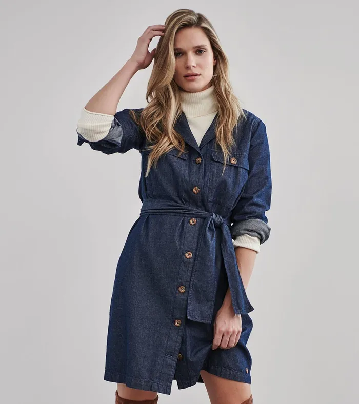Hatley Denim Shirt Dress 8211 Dark Wash Women Dresses