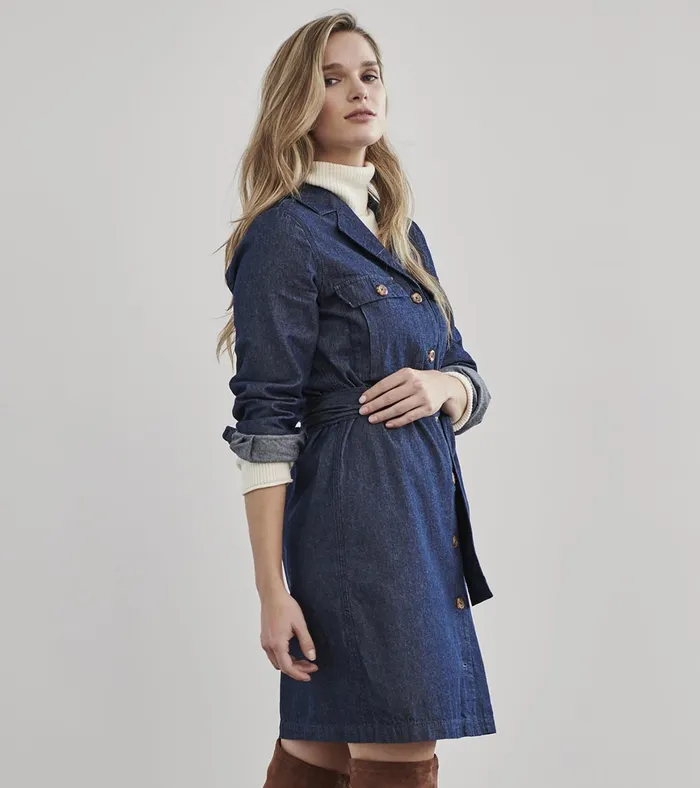 Hatley Denim Shirt Dress 8211 Dark Wash Women Dresses