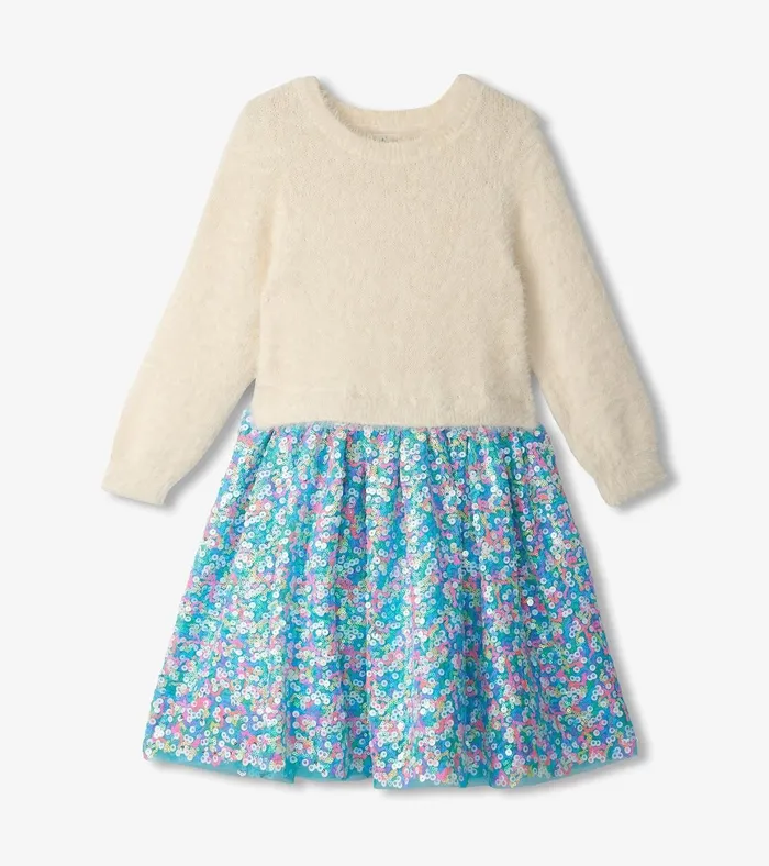 Hatley Girls Cami Lace Fuzzy Mixed Sequin Skirt Dress Girls Dresses