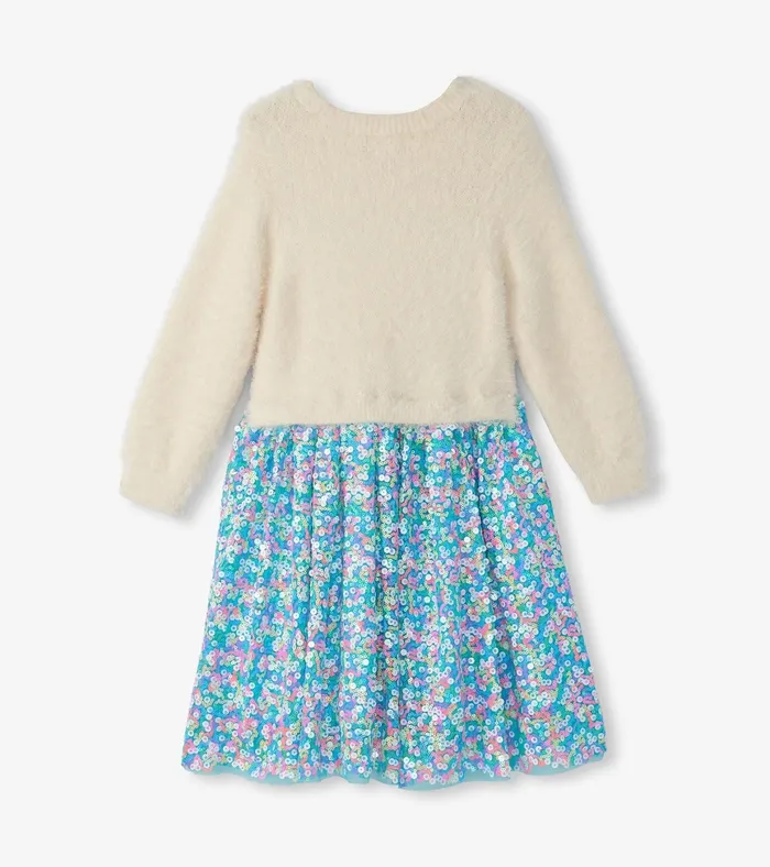 Hatley Girls Cami Lace Fuzzy Mixed Sequin Skirt Dress Girls Dresses
