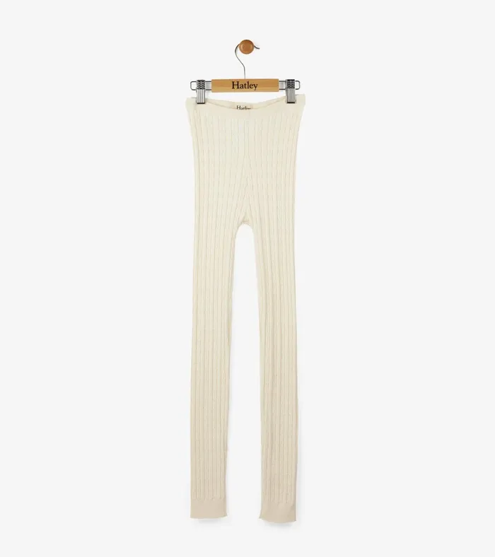 Hatley Girls Cream Cable Knit Tights Girls Bottoms
