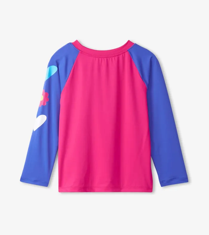 Hatley Girls Fuschia Purple Long Sleeve Rashguard Girls Swimwear