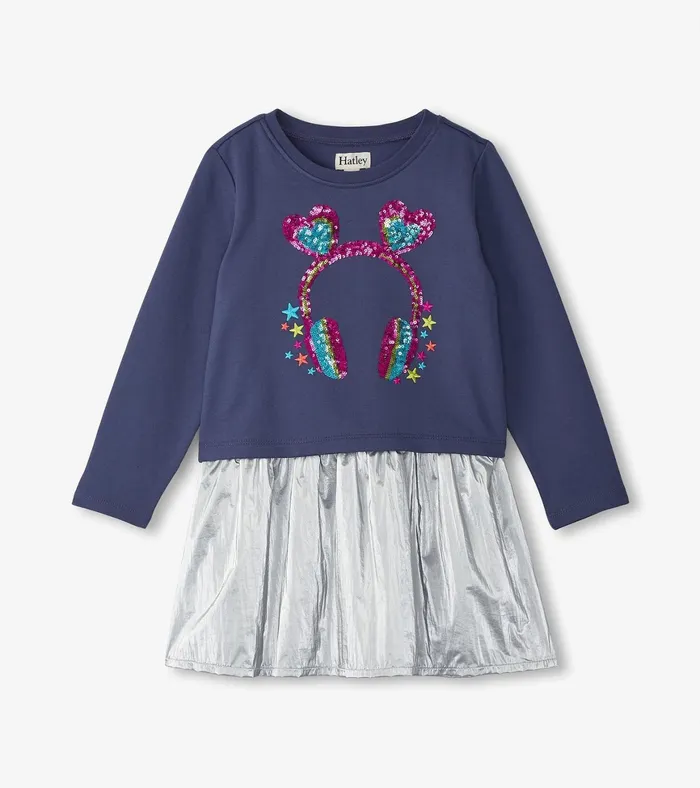 Hatley Girls Headphones Dropped Waist Dress Girls Dresses